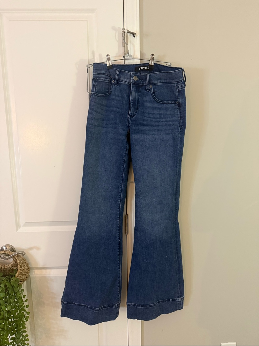Express Women's Mid-Rise Blue Flare Jeans